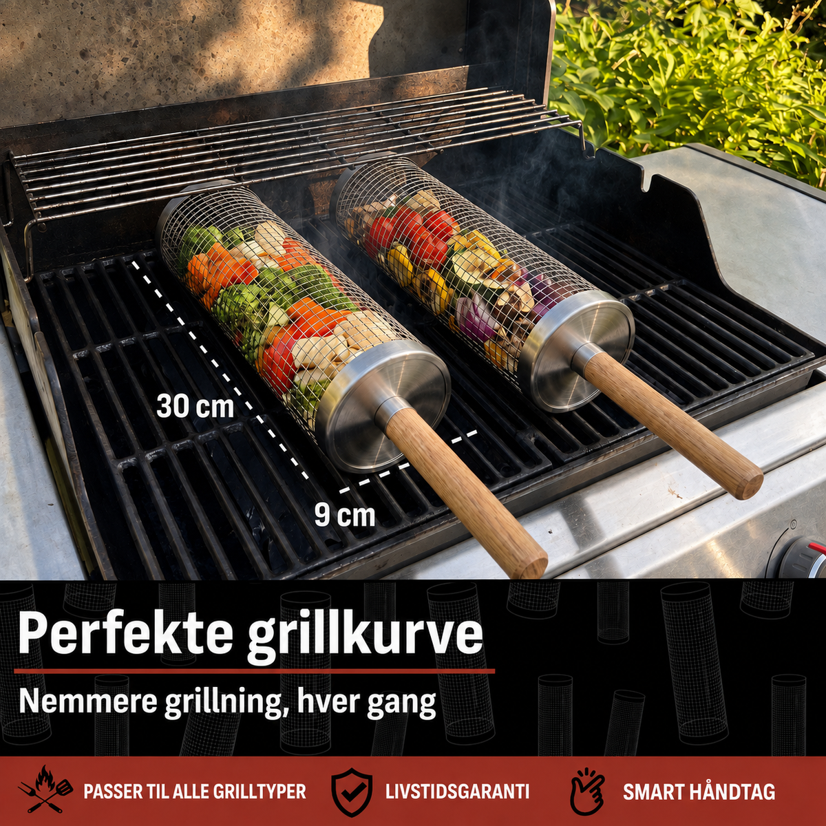 Rullende grillkurv