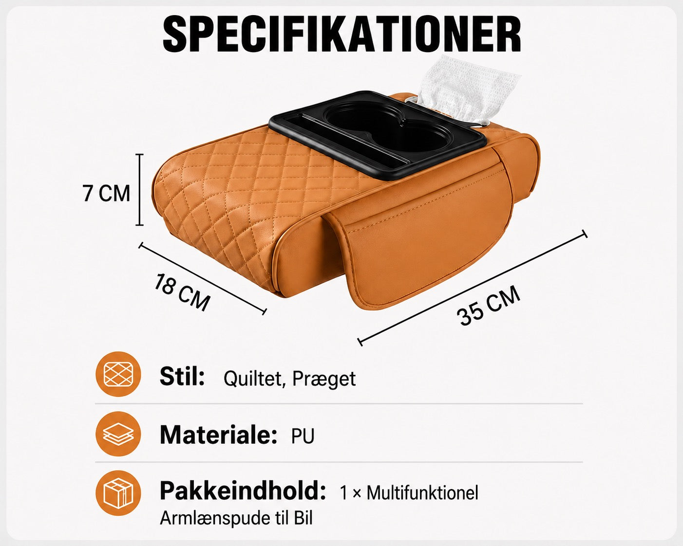 Multifunktionelt Læderarmlæn
