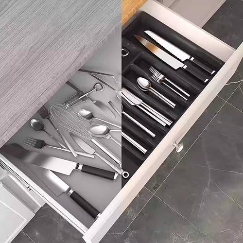Udvindelig og justerbar bestikholder til køkkenet