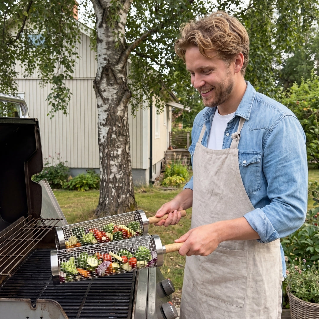 Rullende grillkurv