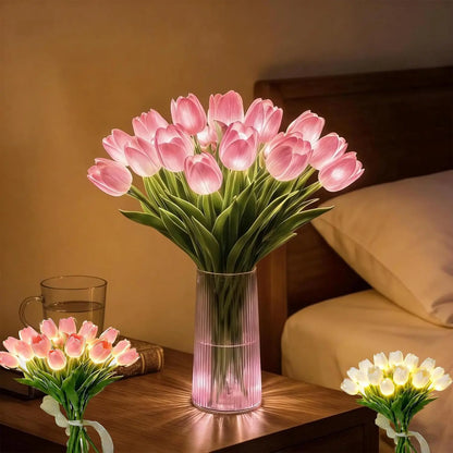 Romantisk LED-tulipanlampe – Batteridrevne LED-tulipaner der kombinerer blomsterdekoration med blød stemningsbelysning