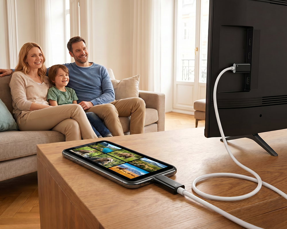 USB-C til HDMI-adapterkabel – Stream, spil og oplad samtidig – Til Switch, mobil og tablet