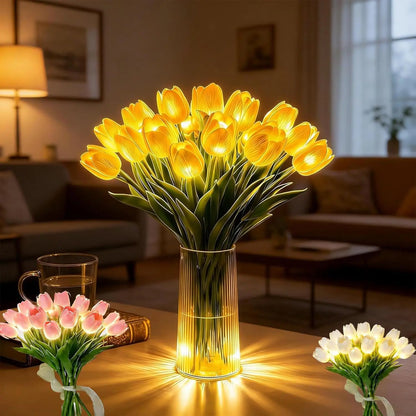 Romantisk LED-tulipanlampe – Batteridrevne LED-tulipaner der kombinerer blomsterdekoration med blød stemningsbelysning