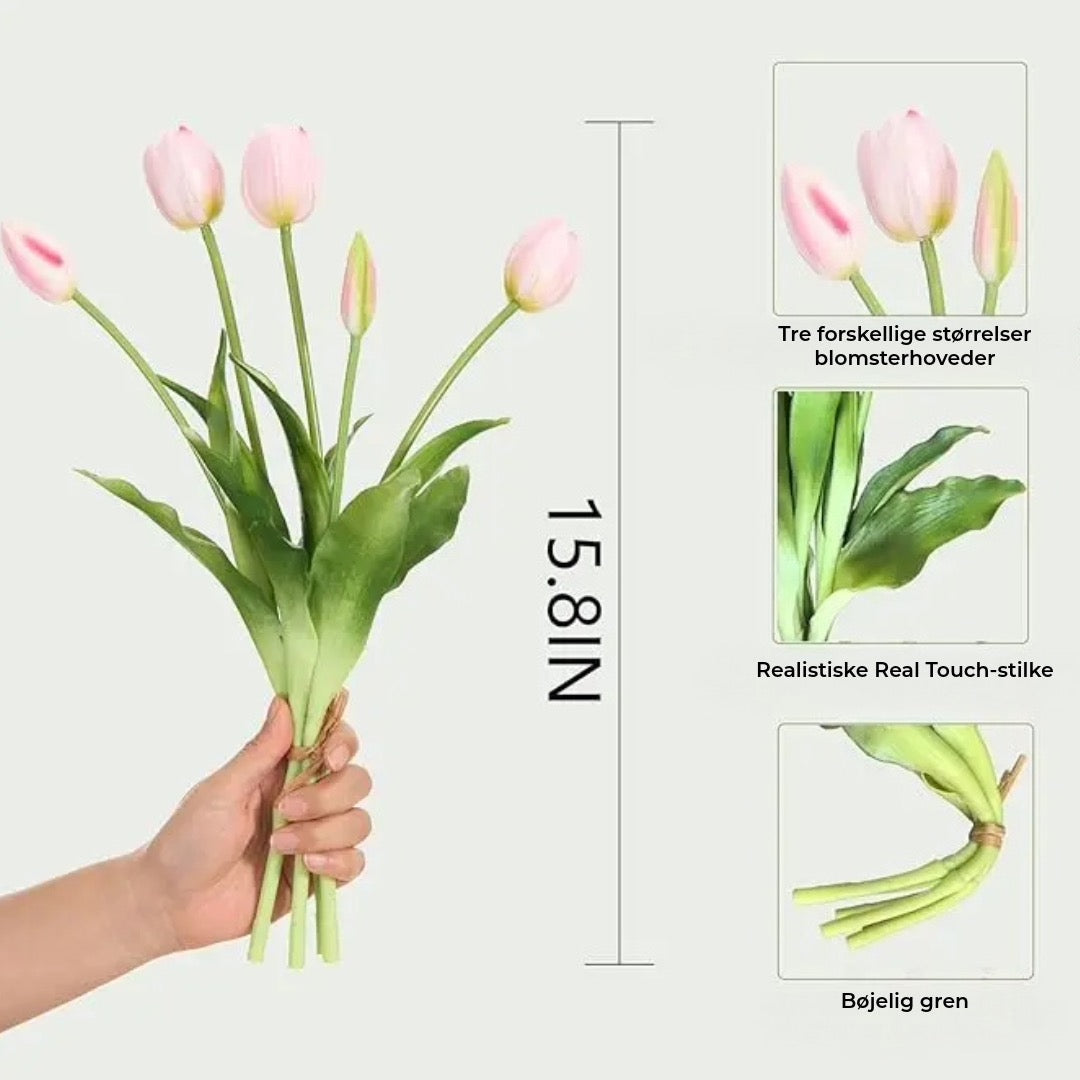Everbloom Tulipaner – Real Touch Naturtro kunsttulipaner med en livagtig tekstur