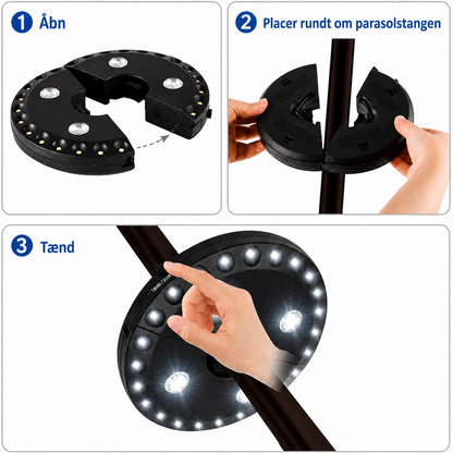 Luminus - Parasollampe med 28 LED-lys