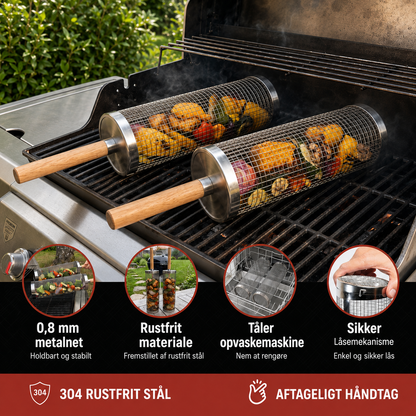 Rullende grillkurv