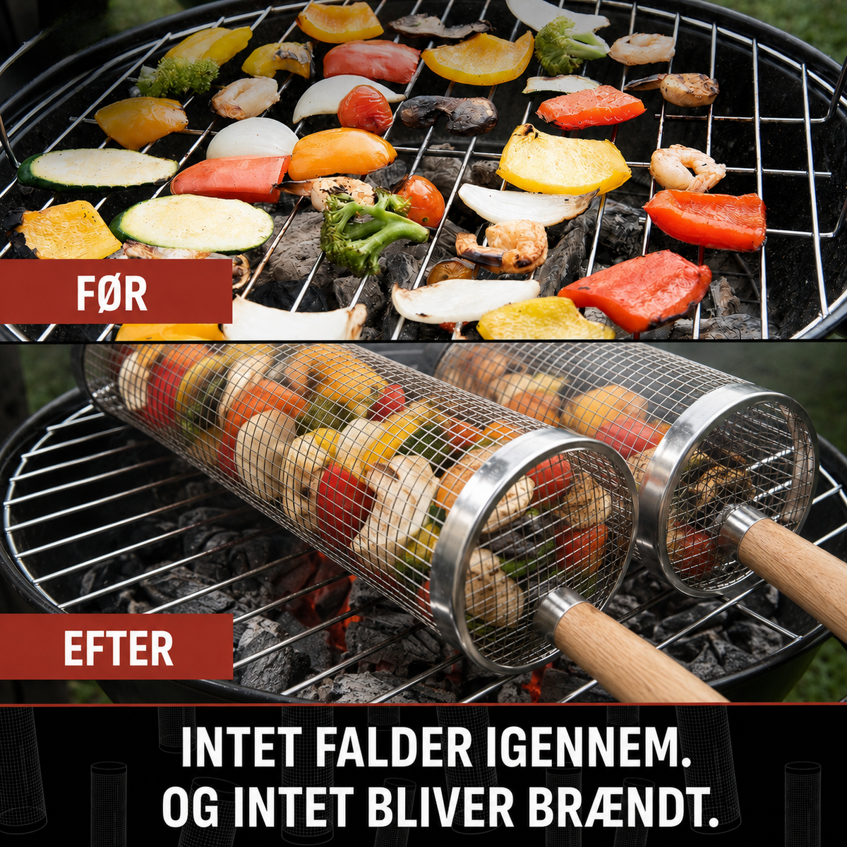 Rullende grillkurv