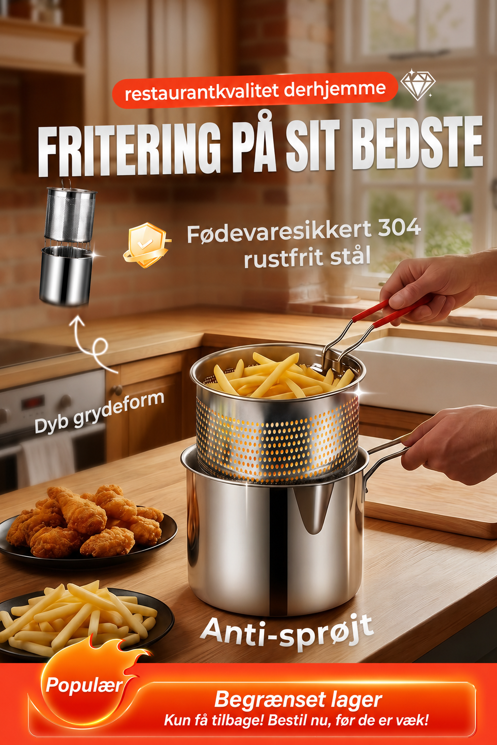 Multifunktionel frituregryde – Fritér, steg, kog og simr i én gryde