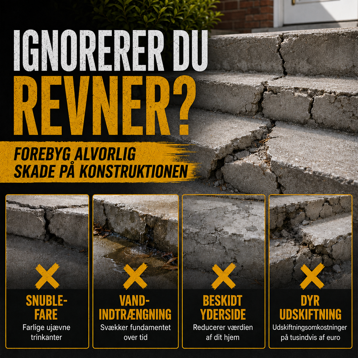 Betonlim til trappereparation – Perfekt til trapper, indkørsler og terrasser