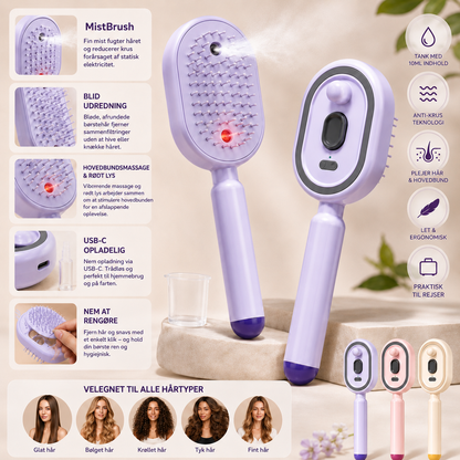 MistBrush – Elektrisk spraybørste med nanomist, hovedbundsmassage og anti-frizz-teknologi til blødere og mere glansfuldt hår