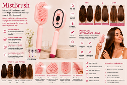 MistBrush – Elektrisk spraybørste med nanomist, hovedbundsmassage og anti-frizz-teknologi til blødere og mere glansfuldt hår