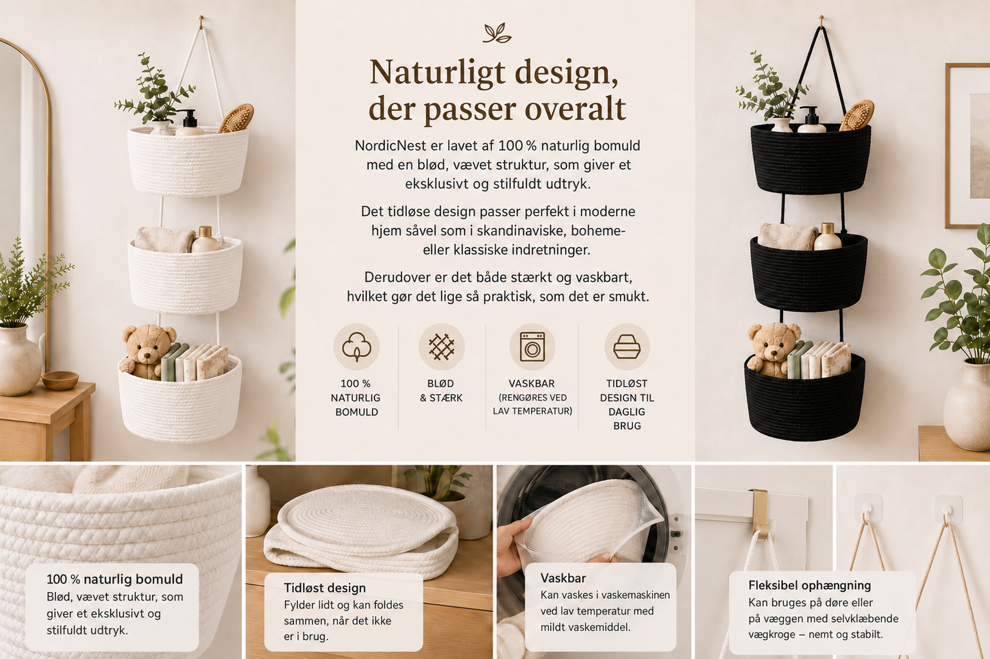 NordicNest – Hængende opbevaringskurv