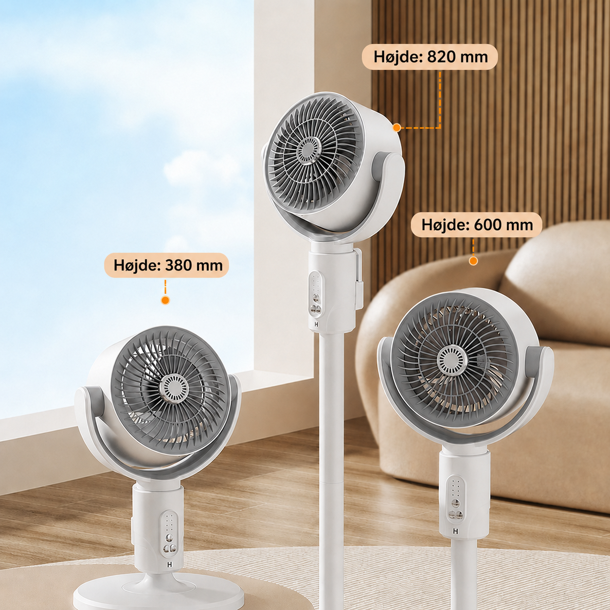 Motoriseret stående ventilator