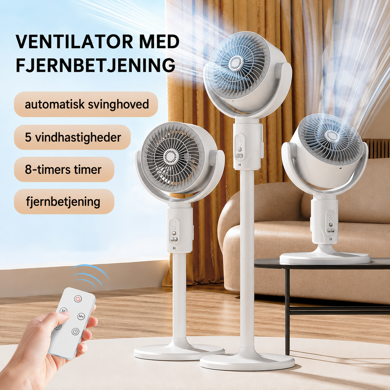 Motoriseret stående ventilator