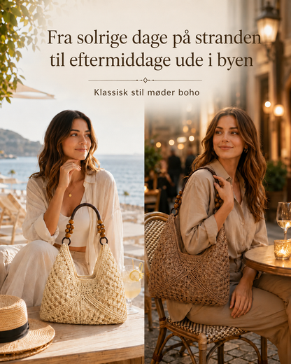 Klassisk vævet boho-bæretaske