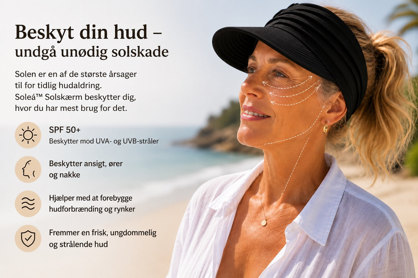 Soléa solskærm – Elegant solbeskyttelse til hud og hår, til komfortable sommerdage