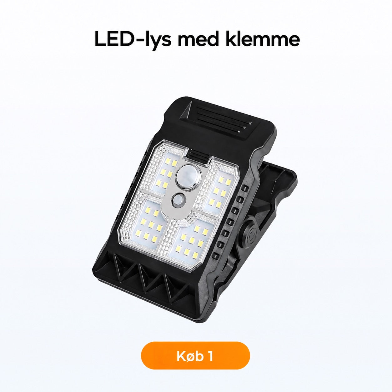 Soldrevet udendørslampe med bevægelsessensor og clipbeslag