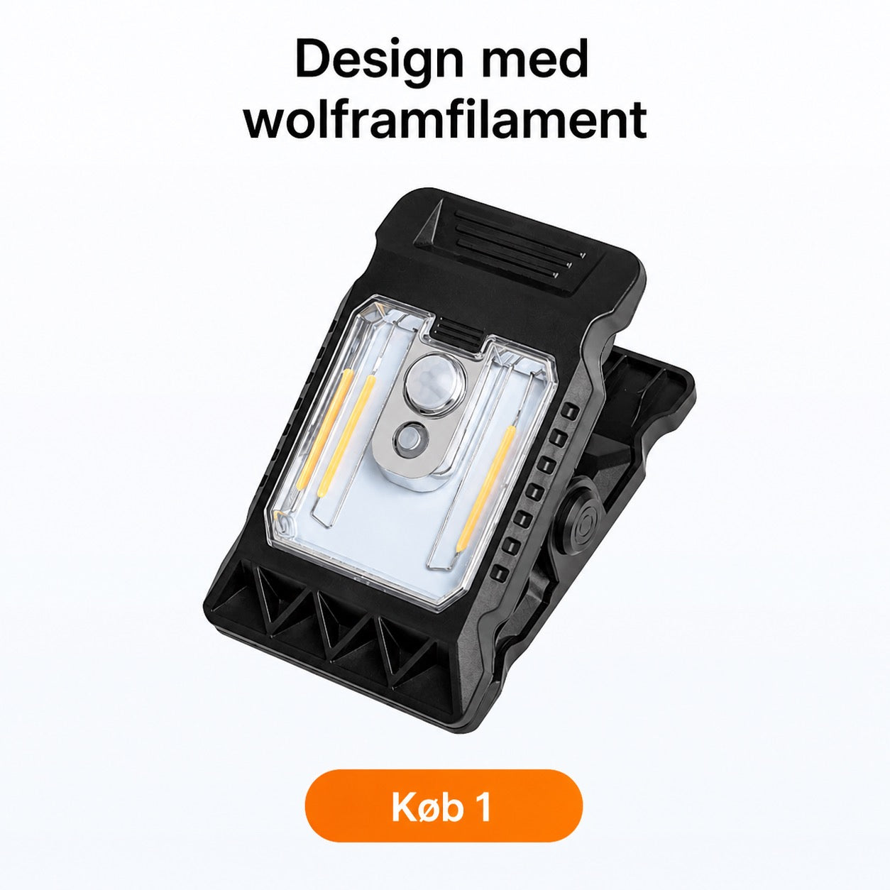 Soldrevet udendørslampe med bevægelsessensor og clipbeslag