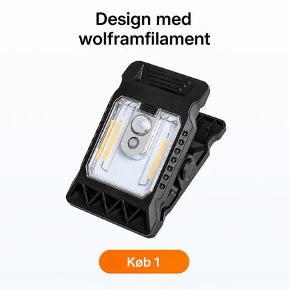 Soldrevet udendørslampe med bevægelsessensor og clipbeslag