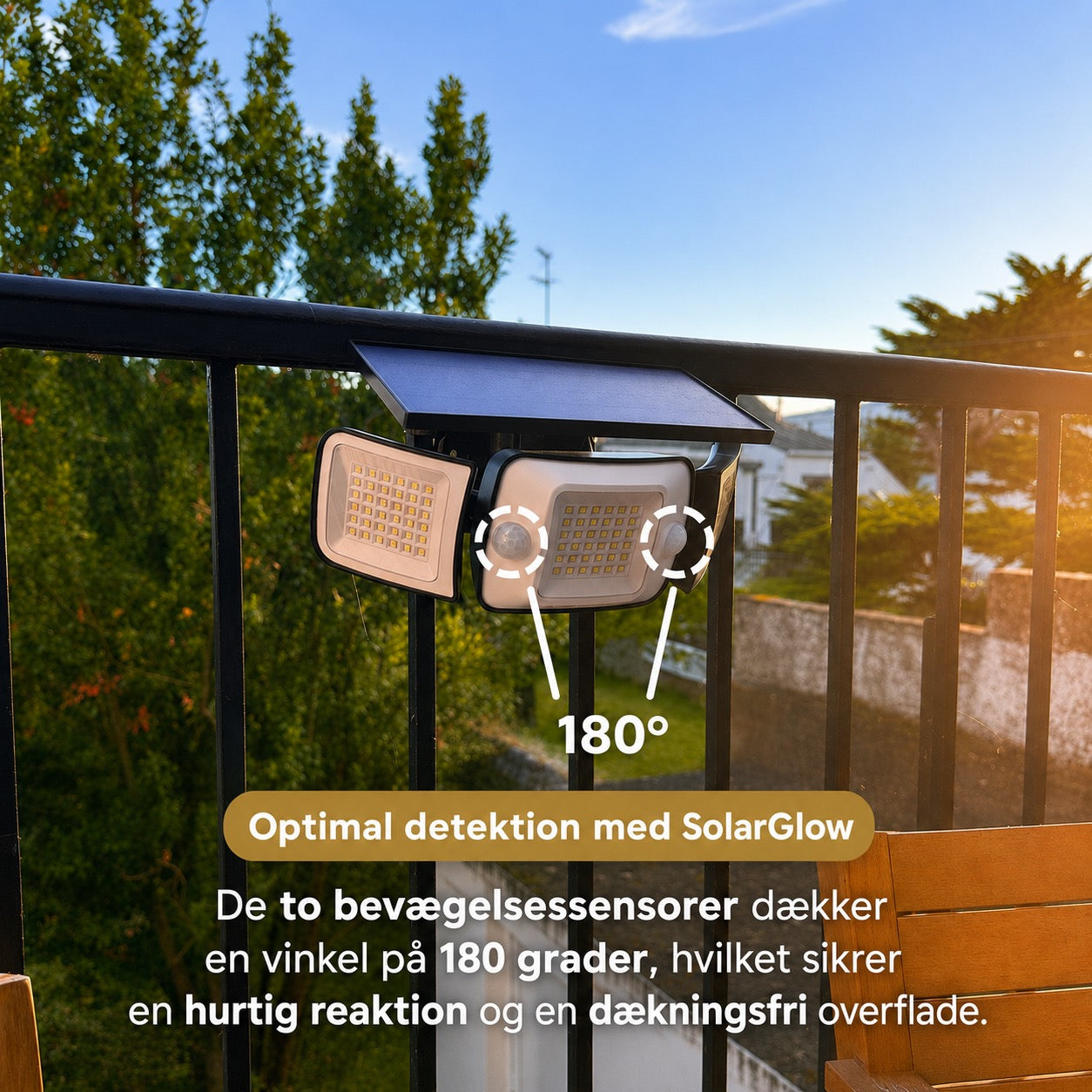 SolarGlow - Solcelledrevet udendørslampe med bevægelsessensorer