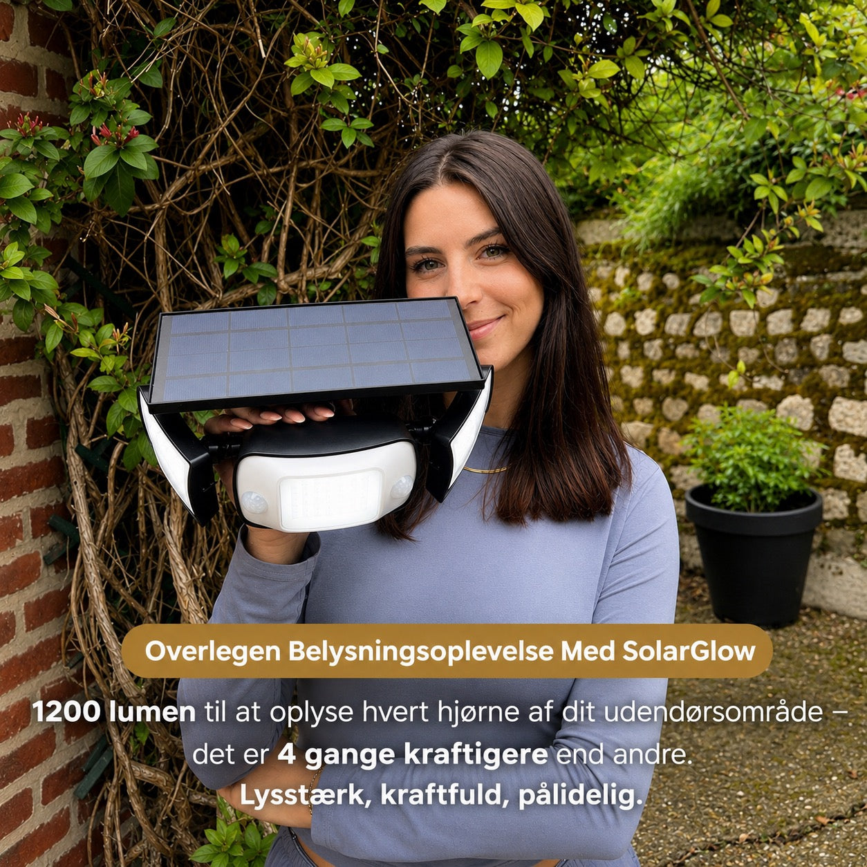 SolarGlow - Solcelledrevet udendørslampe med bevægelsessensorer