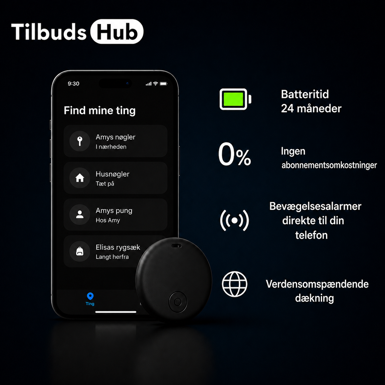 GP90 - Præcis GPS-Tracker uden Abonnement (Android/Apple)