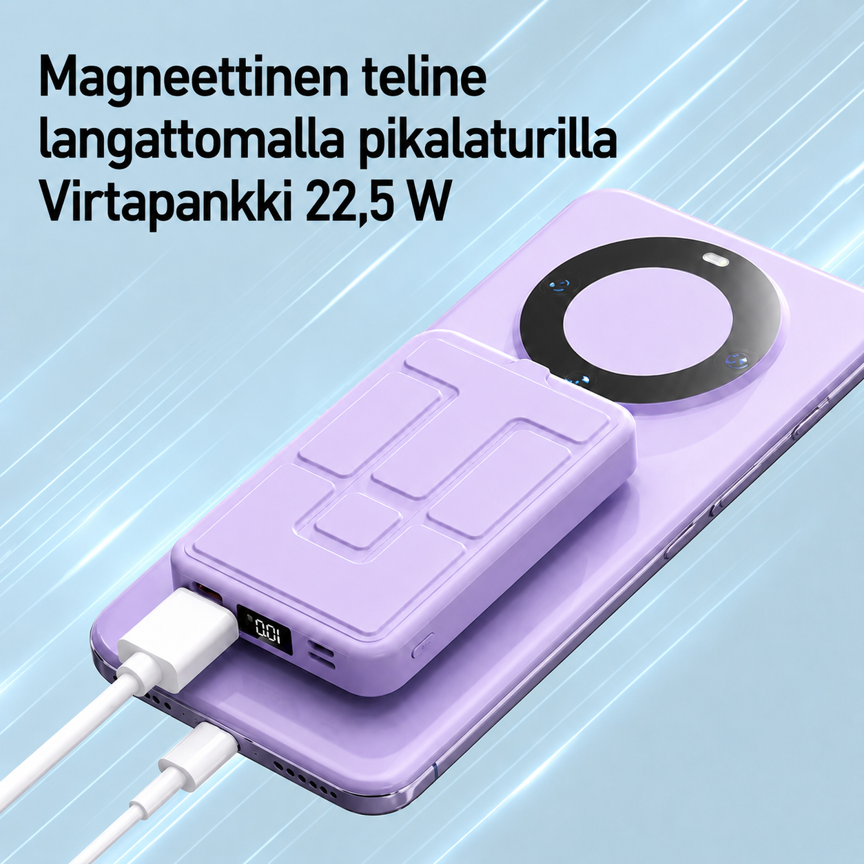 Magnetisk Trådløs Powerbank med Stander