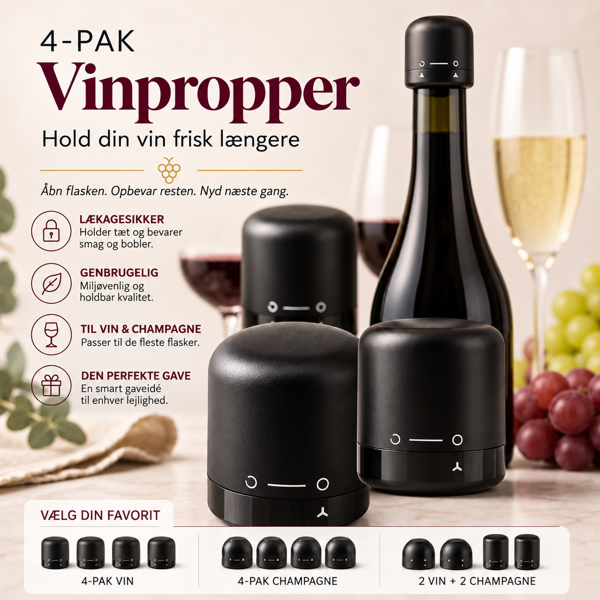 Flaskeprop til Vin og Champagne