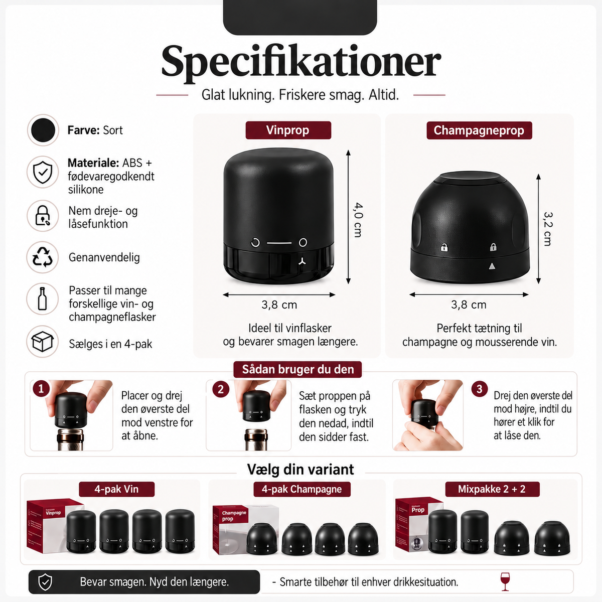 Flaskeprop til Vin og Champagne