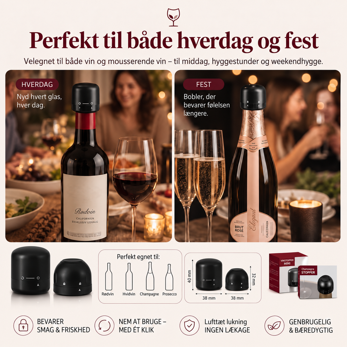 Flaskeprop til Vin og Champagne