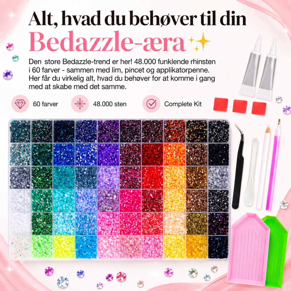 Bedazzle Kit – 48.000 rhinsten i 60 farver
