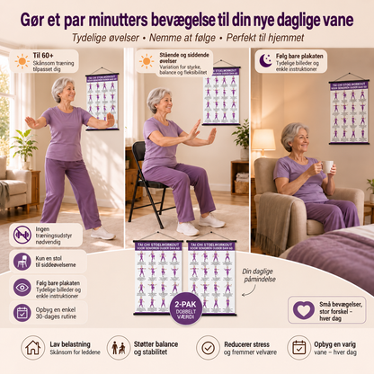 Tai Chi stoltræning – sæt med 2 plakater til enkel hjemmetræning (60+)