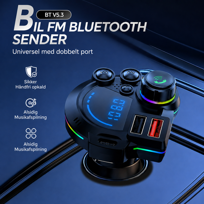 Universal FM Bluetooth-sender - Trådløs musikstreaming og håndfri opkald
