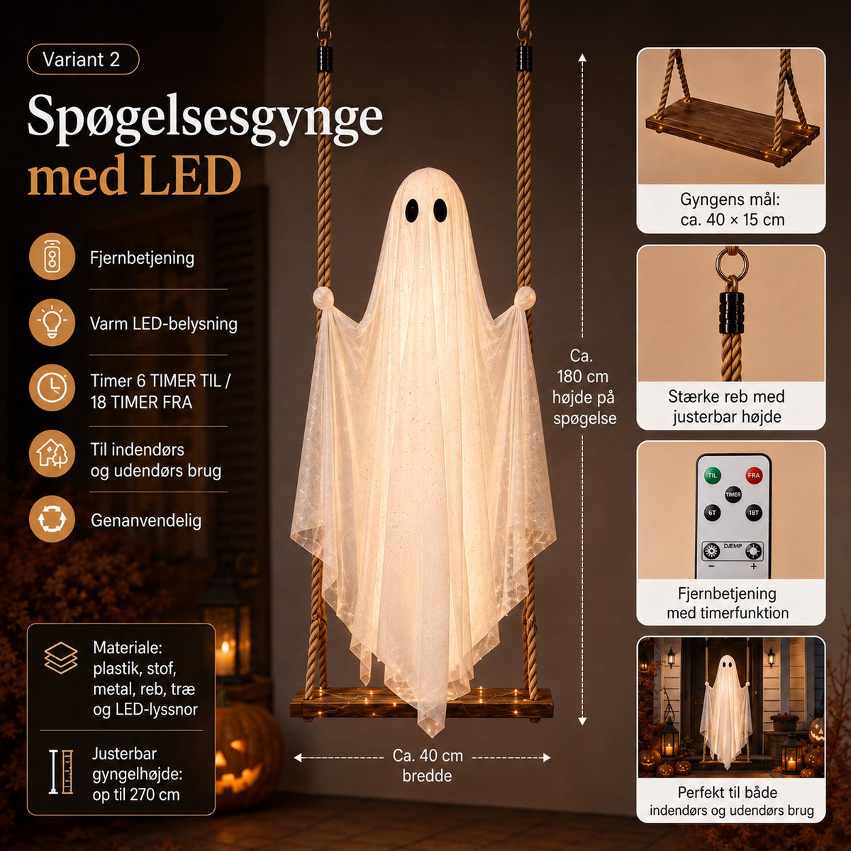 Spøgelsesgyngen med LED-belysning – årets store Halloween-nyhed!