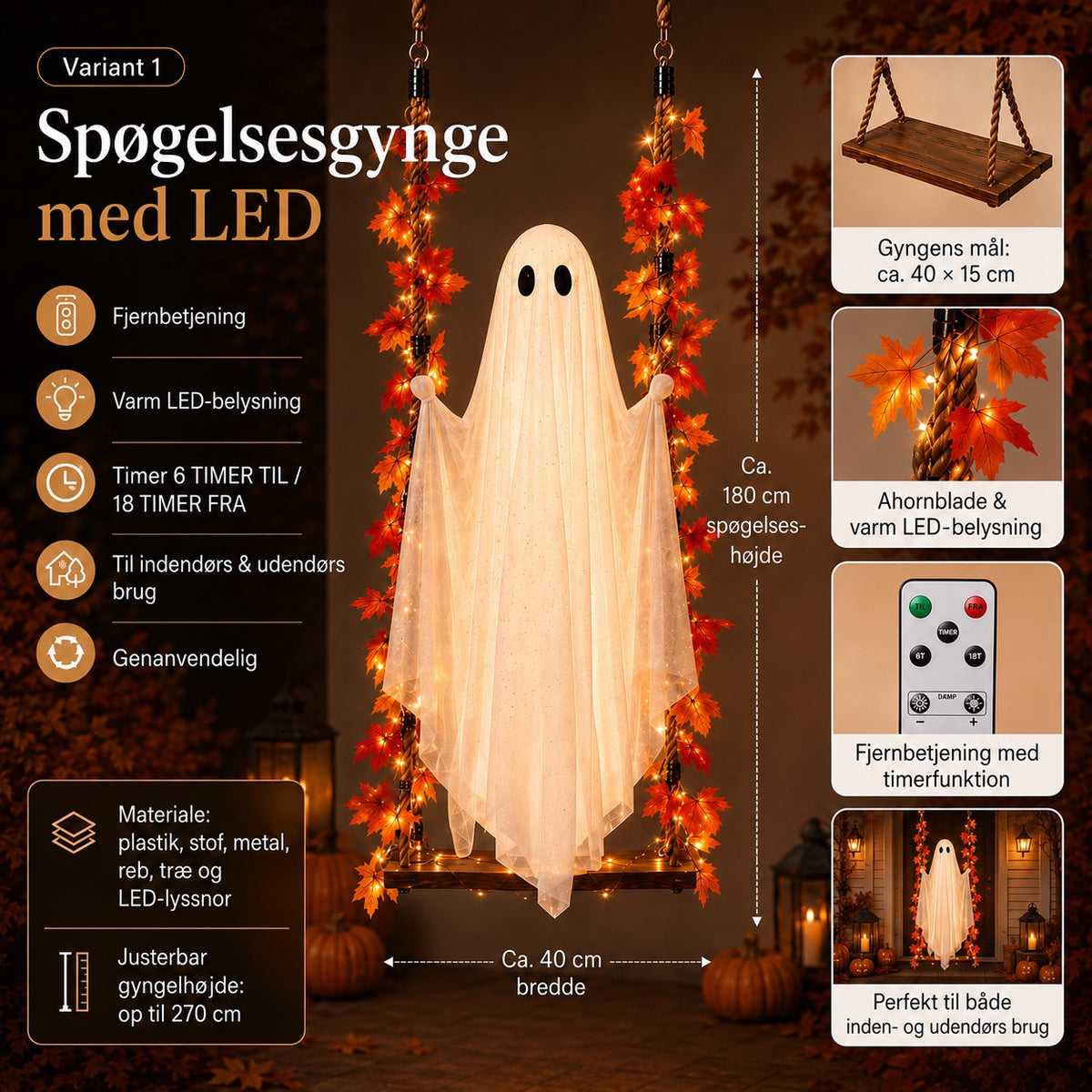 Spøgelsesgyngen med LED-belysning – årets store Halloween-nyhed!