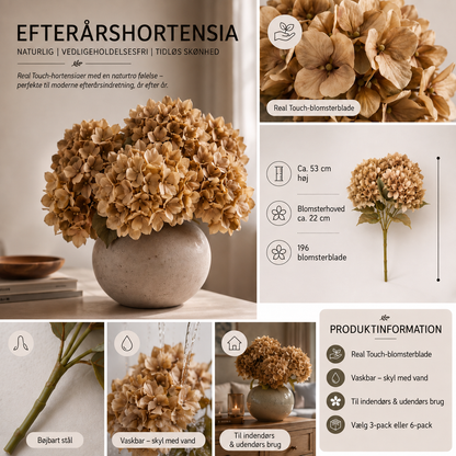 Kunstig Efterårshortensia – Naturtro kunsthortensiaer med realistisk tekstur