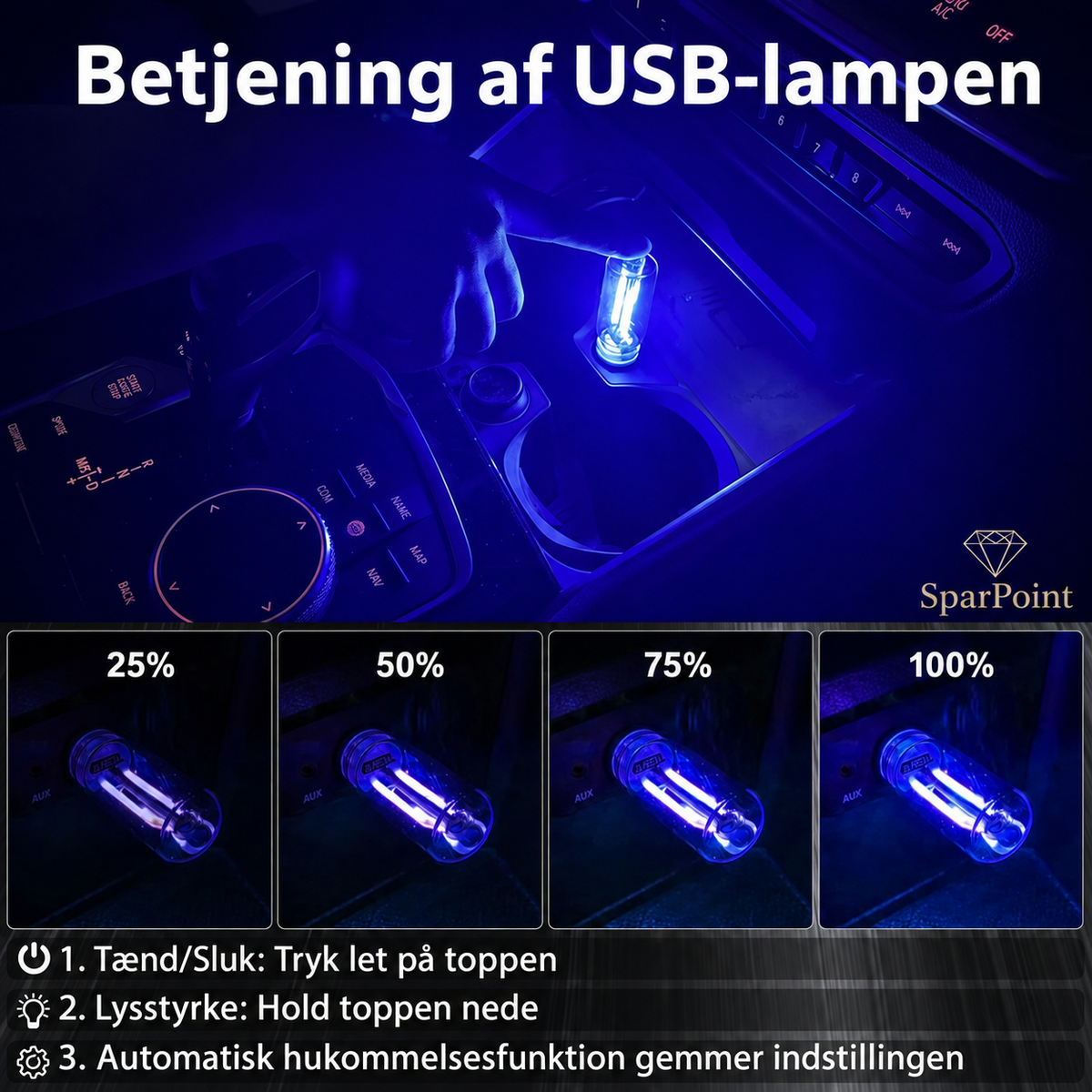 USB-natlampe til bilen