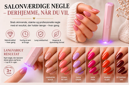 SalonPen – 3-i-1 gelpen til negle med UV-lampe (pakke med 6 stk.)