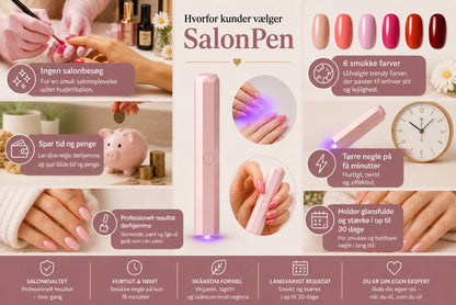 SalonPen – 3-i-1 gelpen til negle med UV-lampe (pakke med 6 stk.)