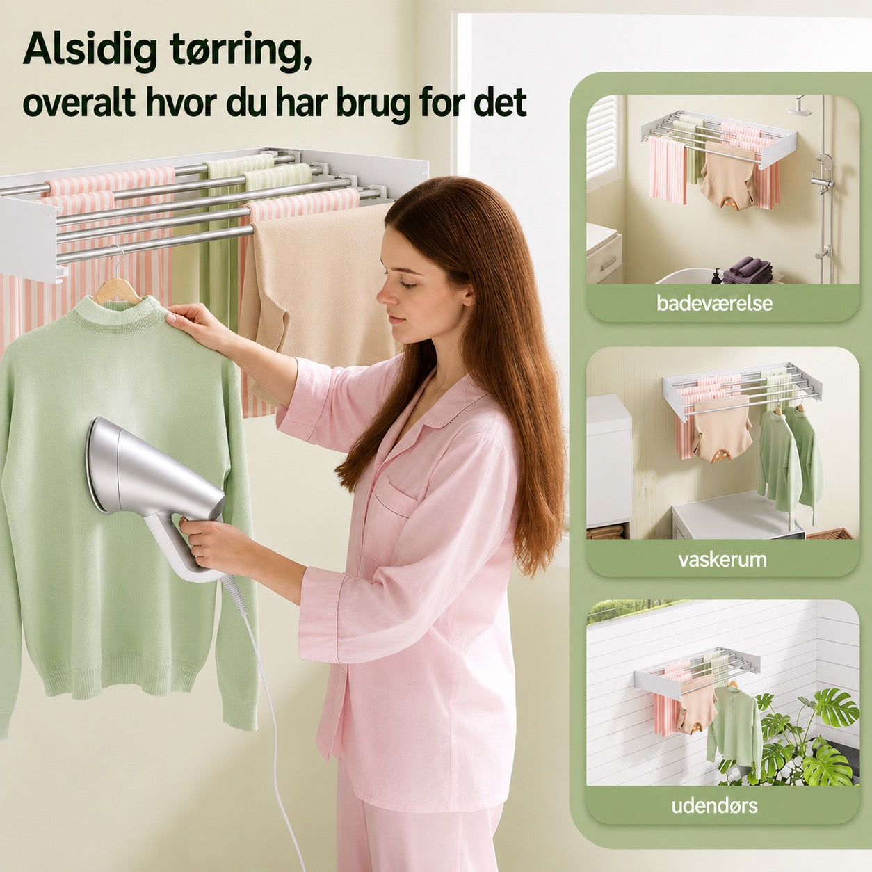 AirFold – Vægmonteret tørrestativ (sammenklappeligt og pladsbesparende)