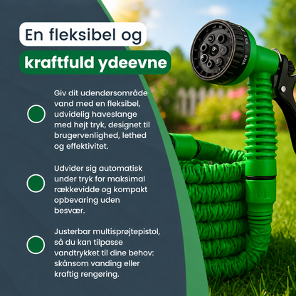 AQUAJET | Udtrækkelig højtryks haveslange med 8 dyser – Fleksibel, oprullelig og knækfri