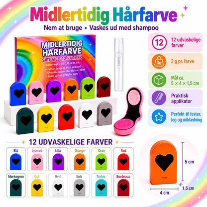 Hårfarvekridt – 12 udvaskelige farver