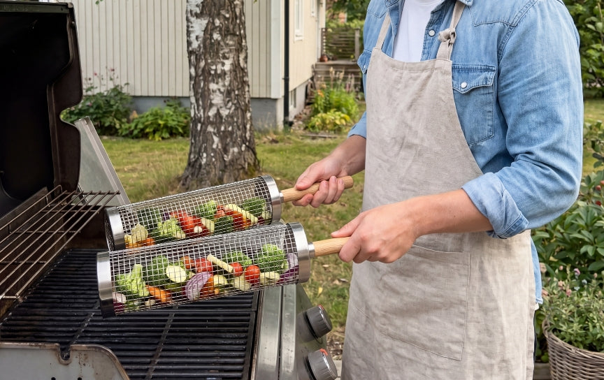 Rullende grillkurv