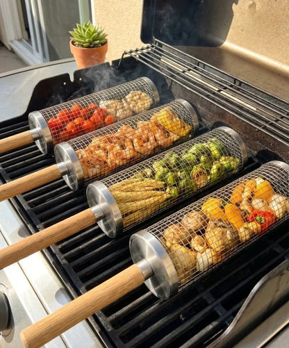 Rullende grillkurv
