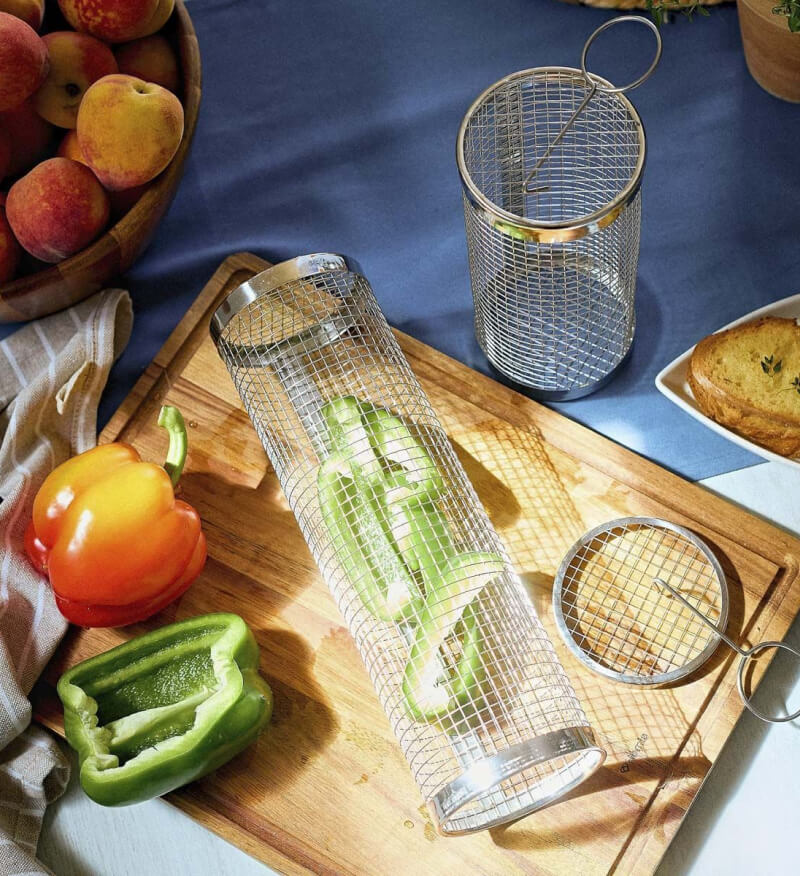 Rullende grillkurv