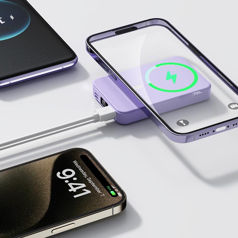 Magnetisk Trådløs Powerbank med Stander